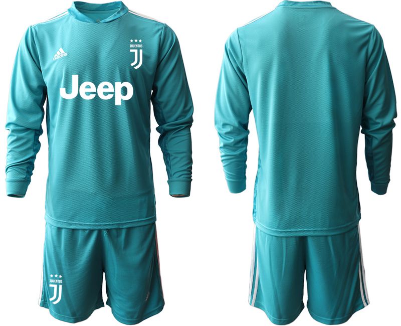 Men 2020-2021 club Juventus lake blue long sleeve goalkeeper Soccer Jerseys->juventus jersey->Soccer Club Jersey
